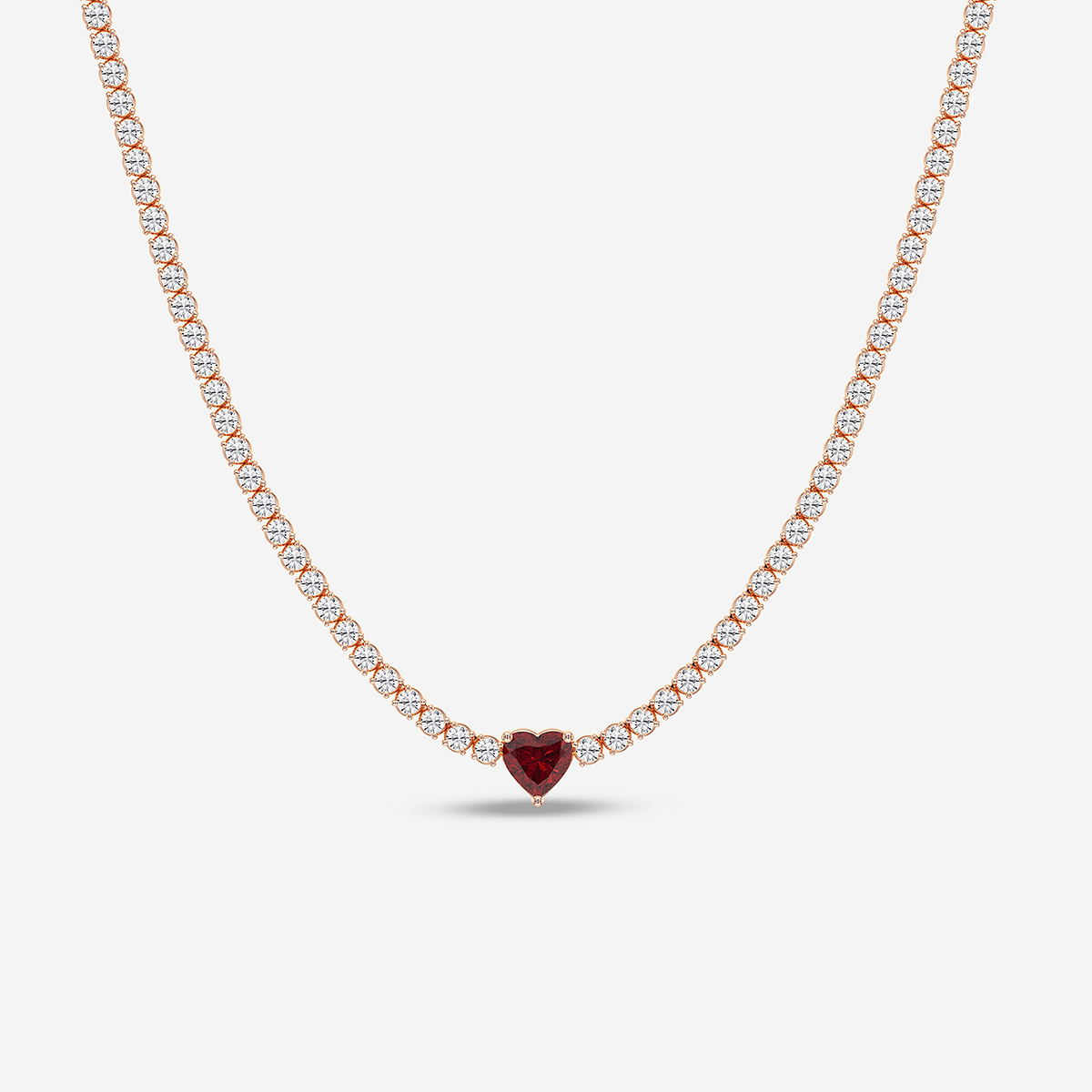 Additional Image 1 for  5.9 mm Heart Shaped Created Ruby and 6 5/8 ctw Round Lab Grown Diamond Necklace